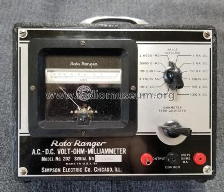 AC-DC Volt-Ohm-Milliammeter 202; Simpson Electric Co. (ID = 3031260) Equipment