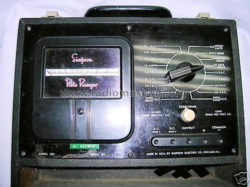 Roto Ranger AC-DC Volt-Ohm-Microammeter 221; Simpson Electric Co. (ID = 653049) Equipment