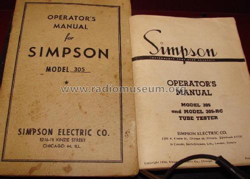 Tube Tester 305 ; Simpson Electric Co. (ID = 1997203) Equipment