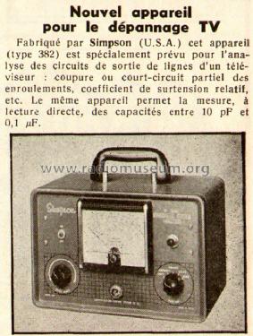 Horizontal System Analyzer - Capacity Meter 382; Simpson Electric Co. (ID = 562987) Equipment