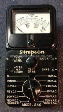 Volt-Ohm-Milliammeter 240; Simpson Electric Co. (ID = 2631987) Equipment