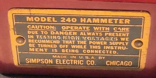 Volt-Ohm-Milliammeter 240; Simpson Electric Co. (ID = 3015905) Equipment