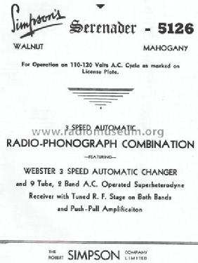 Serenader 5126 ; Simpson Co. Ltd., (ID = 768601) Radio
