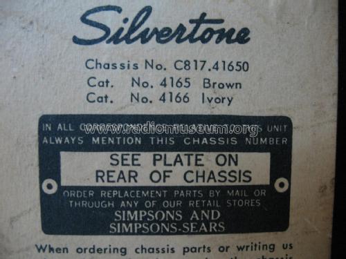 Silvertone 4165 Ch= C817.41650; Simpsons Sears Ltd.; (ID = 1978008) Radio