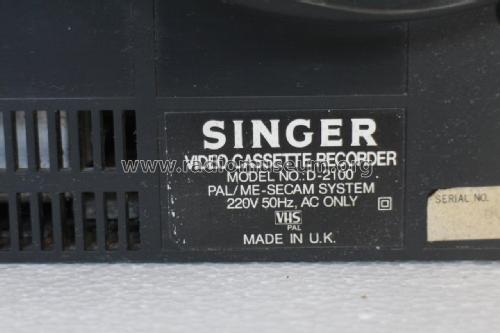 Video Cassette Recorder D-2100; Singer Company, The; (ID = 1740850) R-Player