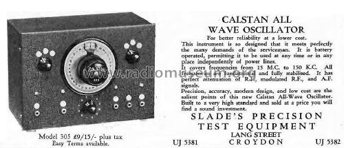 Calstan All-Wave Oscillator 305; Slade Radio Pty. Ltd (ID = 2459468) Equipment