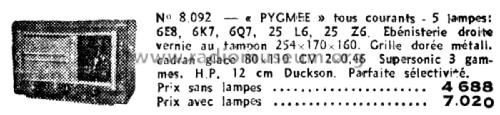 Pygmée 8092; SMG S.M.G.; Paris (ID = 2084304) Radio