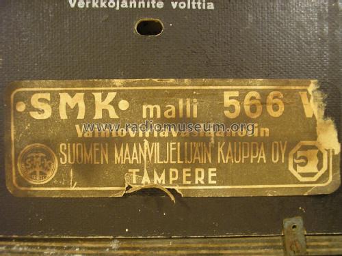 Vaihtovirtavastaanotin 566 V; SMK, Suomen (ID = 3002239) Radio