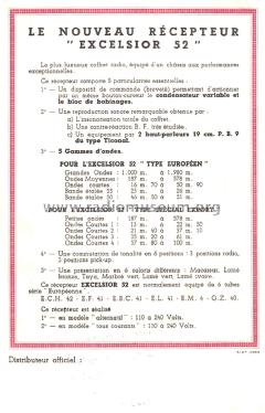 Excelsior 52 type européen; SNR S.N.R., Société (ID = 1887072) Radio