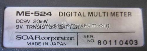 Digital Multimeter ME-524; Soar Corporation; (ID = 2633673) Equipment
