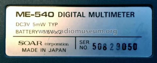 Digital Multimeter ME 540; Soar Corporation; (ID = 2359994) Equipment
