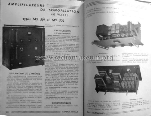 Amplificateur de sonorisation MS502; Industrielle des Tél (ID = 1885612) Ampl/Mixer