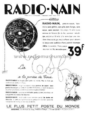 Radio-Nain Poste à Diode - Diode Detector ; SODIMO, Société de (ID = 1617277) Cristallo