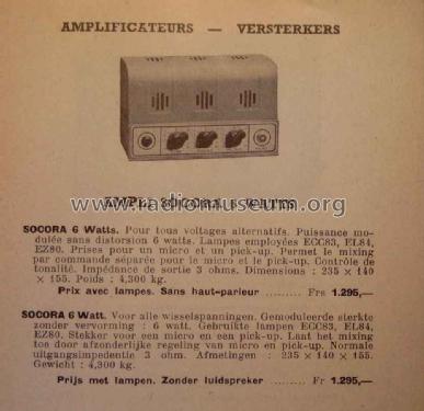 Amplificateur 6W ; SOCORA; Bruxelles (ID = 1523414) Ampl/Mixer