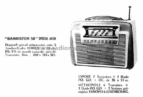 Bambistor 58 Métropole CM86TQ; Socradel, Société (ID = 1723983) Radio