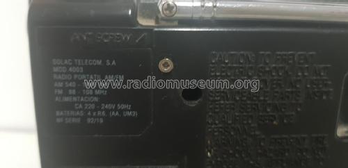 AC/DC Operate Portable Radio 4003; Solac Telecom (ID = 2569849) Radio