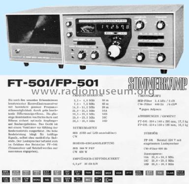SSB Transceiver Digital FT-501; Sommerkamp (ID = 737945) Amat TRX