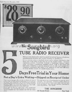 5 tubes ; Songbird, The; New (ID = 1205327) Radio
