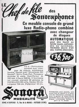 Combiné CD 4; Sonora-Radio; Paris, (ID = 2611804) Radio