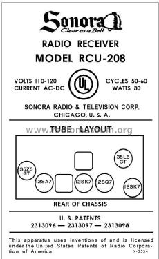 RCU-208 ; Sonora Radio & Telev (ID = 2911444) Radio