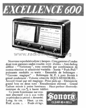 Excellence 600; Sonora-Radio; Paris, (ID = 1541859) Radio