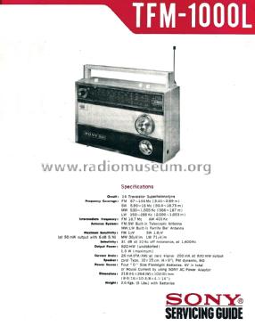 14 Transistor Super Sensitive TFM-1000 L; Sony Corporation; (ID = 2597868) Radio