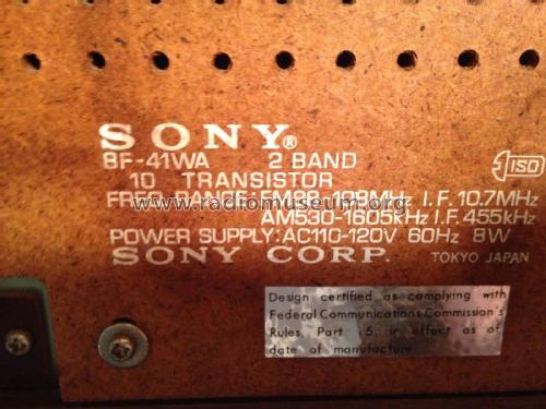 8F-41WA; Sony Corporation; (ID = 2243184) Radio