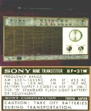 All Transistor Solid State 8F-31W; Sony Corporation; (ID = 2460947) Radio