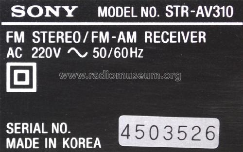 Audio/Video Control Center STR-AV310; Sony Corporation; (ID = 2264968) Radio