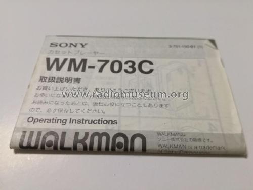 Walkman Cassette Player WM-703C; Sony Corporation; (ID = 2644208) R-Player