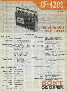 Cassette-Corder FM/MW/SW 4 Bands CF-420S; Sony Corporation; (ID = 2810140) Radio