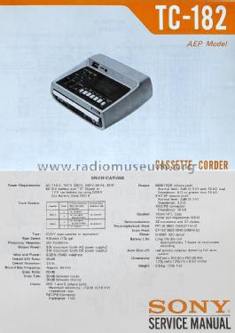 Cassette Corder TC-182; Sony Corporation; (ID = 2844820) Sonido-V