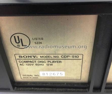 Compact Disc Player CDP-510; Sony Corporation; (ID = 2471993) Reg-Riprod