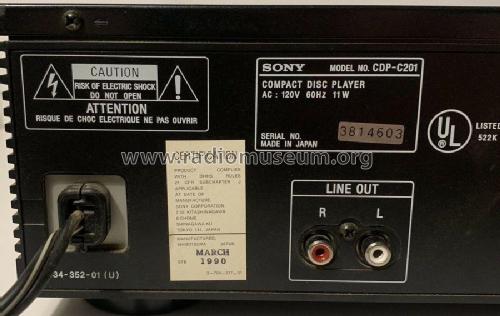 Compact Disc Player CDP-C201; Sony Corporation; (ID = 2470732) Sonido-V