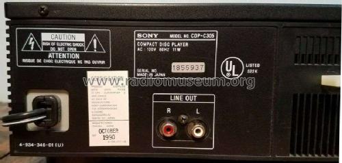Compact Disc Player CDP-C305; Sony Corporation; (ID = 2470677) R-Player