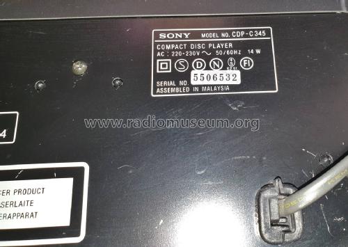 Compact Disc Player CDP-C345; Sony Corporation; (ID = 2894076) Enrég.-R