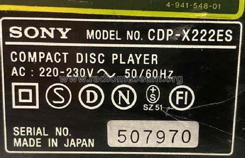 Compact Disc Player CDP-X222ES; Sony Corporation; (ID = 2587479) R-Player