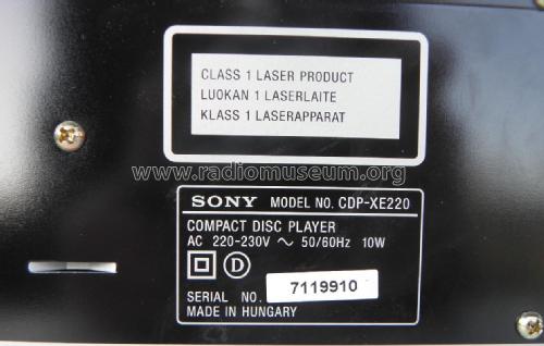 Compact Disc Player CDP-XE220; Sony Corporation; (ID = 2376957) R-Player