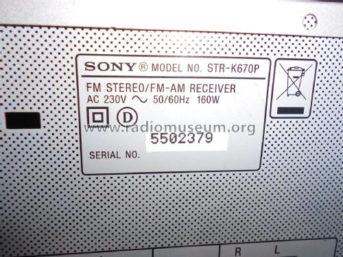 Digital Audio Control Center STR-K670P; Sony Corporation; (ID = 2294433) Radio