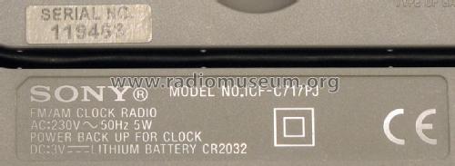 Dream Machine FM/AM Clock Radio ICF-C717PJ; Sony Corporation; (ID = 2446051) Radio