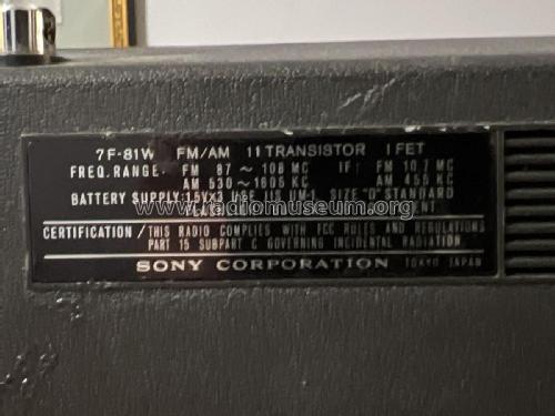 FM/AM 11 Transistor 1 FET 7F-81W; Sony Corporation; (ID = 2977189) Radio