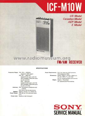 FM/AM 2 Band Receiver ICF-M10W; Sony Corporation; (ID = 3016206) Radio