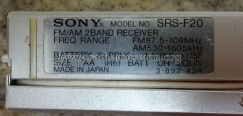 FM Stereo/AM Receiver System SRS-F20; Sony Corporation; (ID = 2329577) Radio