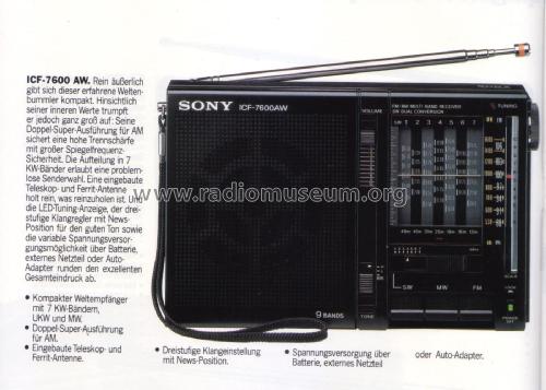 FM/AM Multiband Receiver ICF-7600AW; Sony Corporation; (ID = 2102479) Radio