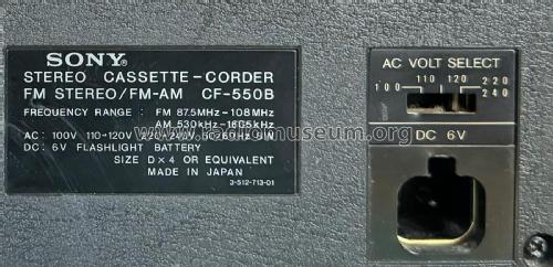 FM/AM Stereo Cassette-Corder CF-550B; Sony Corporation; (ID = 2952163) Radio