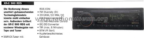 FM/MW/LWCassette Car Stereo XR-C900 RDS; Sony Corporation; (ID = 2958820) Autoradio