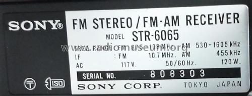 FM Stereo / FM-AM Receiver STR-6065; Sony Corporation; (ID = 2363885) Radio