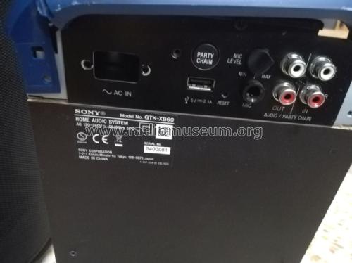 Bluetooth Home Audio System GTK-XB60; Sony Corporation; (ID = 3075099) Bluetooth