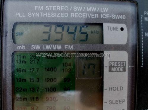 FM Stereo / SW / MW / LW PLL Synthesized Receiver ICF-SW40; Sony Corporation; (ID = 2133670) Radio