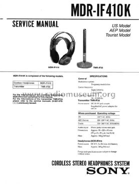 Cordless Stereo Headphones System with Infrared Transmitter MDR-IF410 / TMR-IF33; Sony Corporation; (ID = 2289703) Speaker-P